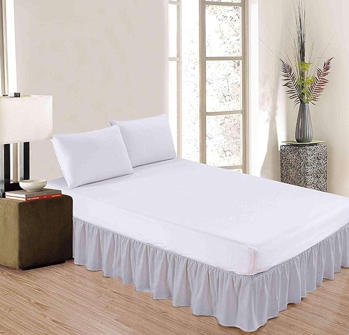 SlumberWell King Bed Skirt with Split Corners, Soft Microfiber, 15 Inch Drop, Light Grey Solid, Elegant Ruffled Design