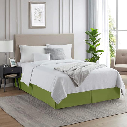 Nestl Calla Green Twin Bed Skirt - Twin Size Bed Skirt 14 Inch Drop - Brushed Microfiber Bed Skirts - Hotel Quality Pleated Bed Skirt - Shrinkage & Fade Resistant