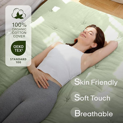 ZonLi Japanese Floor Futon Mattress Queen Size 80"x 60", 100% Cotton Cover 2.5'' Thicken Tatami Mattress, Foldable Sleeping Pad, Portable Dormitory Tatami Mat, Roll Up Floor Lounger Bed for Adult