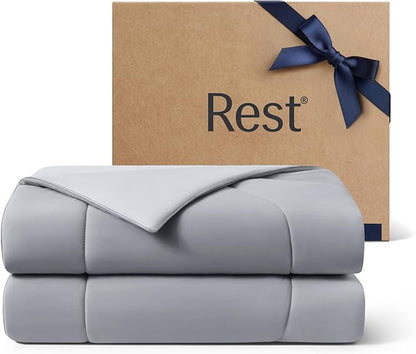 REST® Evercool® Cooling Comforter, Twin/Twin XL, Blanket for Hot Sleepers, All Season Bedding to Keep Cool for Night Sweats, Breathable Lightweight Blanket, 68"x90" Inches, Cool Gray