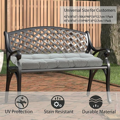 FUNHOME Outdoor Bench Cushion 48 x18 inch with Non-Slip Grips,Water Resistant Porch Swing Cushion,Bench Pillow Pads,Tufted Cushions for Patio Garden Furniture,48" Seat Cushions(Light Gray)