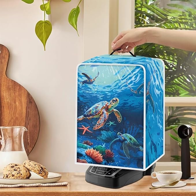 Mumeson Sea Turtle Coffee Maker Cover Universal Waterproof and Dustproof Cover for Home Garage Office Pouch with Duarble Handle Extra Large Lightweight Covers