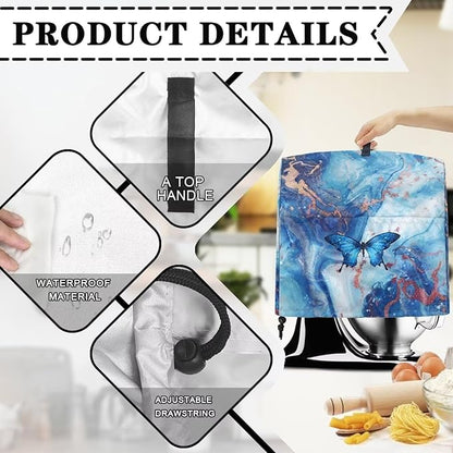 Blue Marble and Butterfly Mixer Covers Stand Mixer Dustproof Cover Compatible with Kitchen Aid Mixer Washable Stand Mixer Covers for 6-8 Qt Mixer