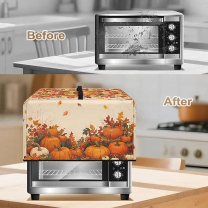 Microwave Oven Dust Cover, Thanksgiving Pumpkin Polyester Dust Cover for Microwave Oven for Most Microwaves Oven Cloth Covers Waterproof Microwaves Dusts Covers Anti-Scratch