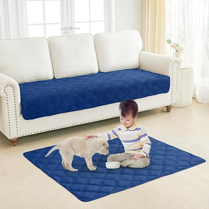 Smiry Waterproof Dog Bed Cover Blanket 40x50, Soft Reversible Pet Blanket, Washable Leakproof Cats Dogs Couch Cover for Sofa, Couch, Furniture, Lattice, Navy/Navy