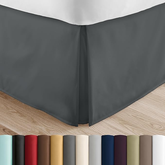 Linen Market Bed Skirt - Ultra Soft Microfiber - Easy Fit with 14 Inch Tailored Drop - Hotel Quality, Shrinkage & Fade Resistant - Bed Cover - Twin XL Bed Skirts - Bedroom Décor - (Twin XL, Gray)