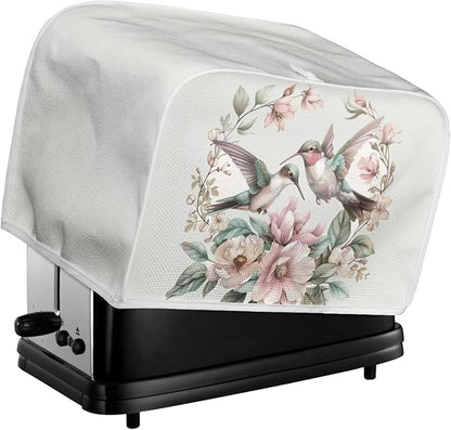 ZFRXIGN Flower Hummingbird Toaster Cover 4 Slice Toaster Dust Cover Small Appliance Covers Toaster Oven Cover Spring Floral Birds Dust Cover Kitchen Decorative Protector Beige