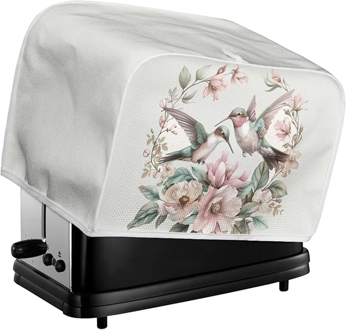 ZFRXIGN Flower Hummingbird Toaster Cover 2 Slice Toaster Dust Cover Small Appliance Covers Toaster Oven Cover Spring Floral Birds Dust Cover Kitchen Decorative Protector Beige