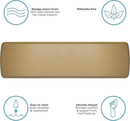GelPro Elite Premier Anti-Fatigue Kitchen Comfort Floor Mat, 20x72”, Linen Khaki Stain Resistant Surface with Therapeutic Gel and Energy-Return Foam for Health and Wellness