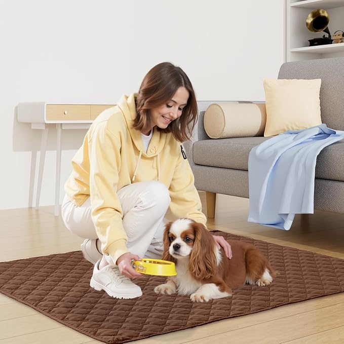 Smiry Waterproof Dog Bed Cover Blanket, Soft Reversible Pet Blanket, Washable Leakproof Cats Dogs Couch Cover for Sofa, Couch, Furniture, Plaid (52x82 Inch, Brown/Chocolate)