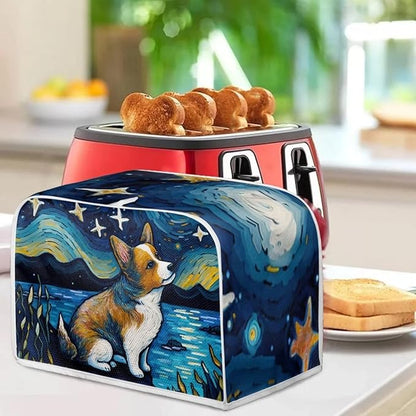 ZFRXIGN Corgi Toaster Cover Small Appliance Covers Starry Night Toaster Cover 2 Slice Kitchen Decor Toaster Microwave Oven Cover Toaster Bag Dust Cover Blue