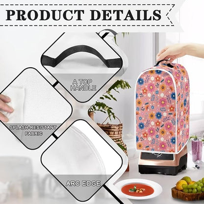 Blender Dust Cover Stand Mixer or Coffee Maker Appliance Cover, Anti Fingerprint Polyester Dust Proof Stain Resistant Blender Cover for Home Kitchen, Pink Floral Blossom
