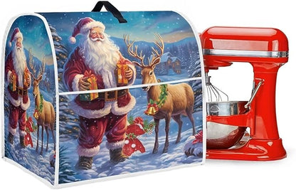 Christmas Stand Mixer Cover for Kitchen Aid 4.5-5 Qt Mixer, Santa Claus Elk Small Appliance Dust Covers Universal for Air Fryers, Coffee Makers, Christmas Kitchen Decor