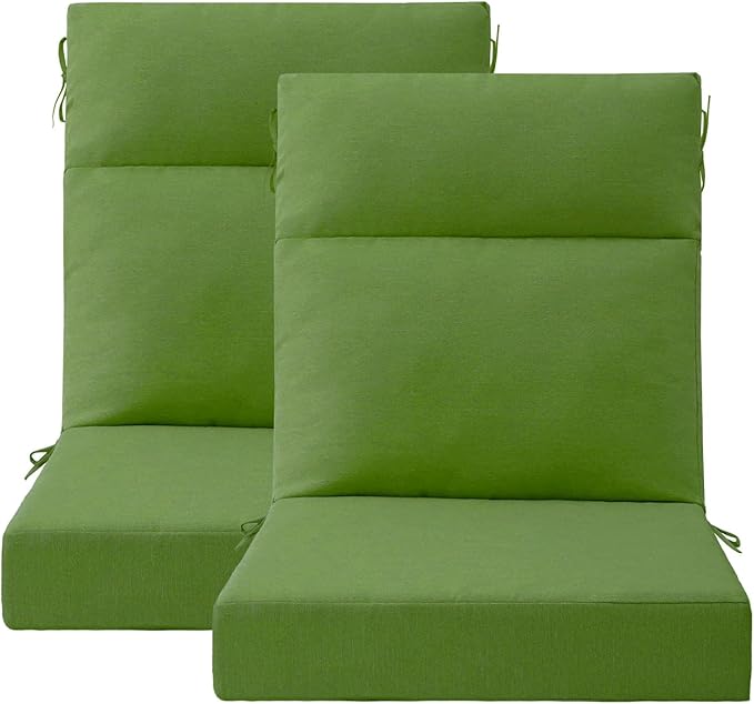 Outdoor High Back Chair Cushion Seat Pads, 44 x 21 Inch Water-Repellent & Fade-Resistant Patio Furniture Cushions with Ties for Adirondack, Rocking Chairs, Lawn Green