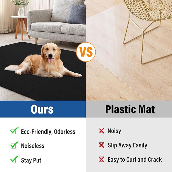 Office Chair mat for Hardwood Floor,55"x35" Anti-Slip Floor Protector for Home Office,Under Desk Mat,Computer Chair mat for Rolling Chairs Charcoal Black