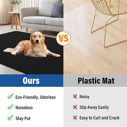 Office Chair mat for Hardwood Floor,55"x35" Anti-Slip Floor Protector for Home Office,Under Desk Mat,Computer Chair mat for Rolling Chairs Charcoal Black