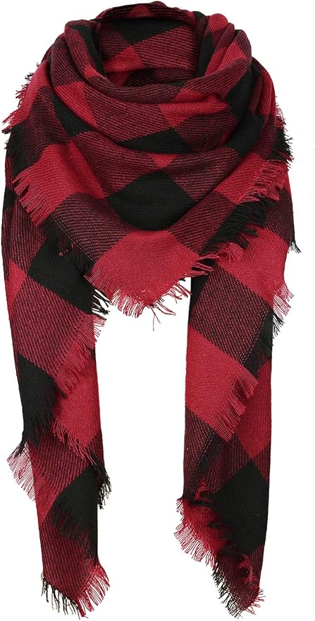 American Trends Women's Cozy Warm Winter Fall Blanket Scarf Stylish Soft Chunky Checked Giant Scarves Shawls