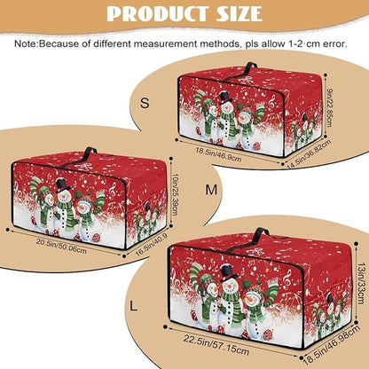 Christmas Convection Toaster Oven Cover with Pockets, Holiday Decor Smart Microwave Baking Oven Dust Cover for Countertop, L, 18.5 x 22.5 x 13 Inches, Snowman Musical Note Red