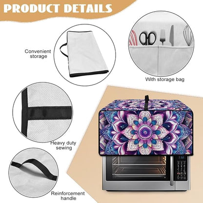 Countertop Convection Oven Cover Dust Protection Air Fryer Toaster Oven Covers with Side Pockets, for Home Kitchen Decor, S, 14.5 x 18.5 x 9 Inches, Violet Boho Floral