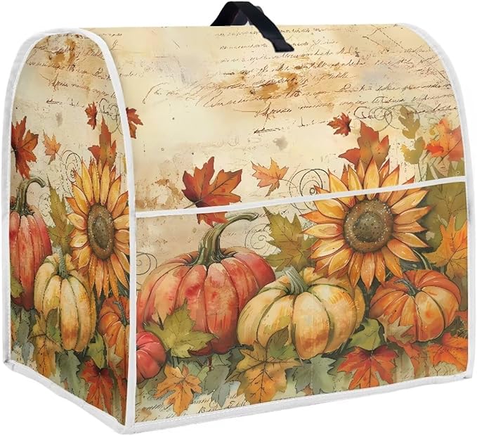 Pumpkin Mixer Cover for Kitchen Aid 4.5-5 Qt Mixer, Maple Leaf Small Appliance Dust Covers Universal for Air Fryers, Coffee Makers, Kitchen Decor Gift for Friends