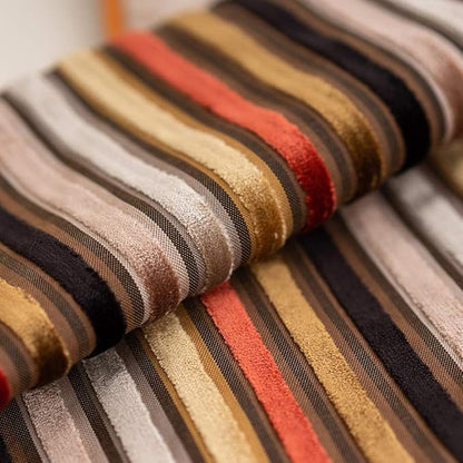 Yangest Orange Striped Throw Pillow Cover Multicolor Velvet Cushion Cover Modern Bohemian Pillowcase for Sofa Couch Bedroom Living Room Home Christmas Decoration,16x16 Inch