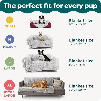 FurHaven Waterproof Throw Blanket For Dogs & Indoor Cats, Reversible Protective Pet Blanket, Extra Large, Long Faux Fur & Velvet, Mist Gray