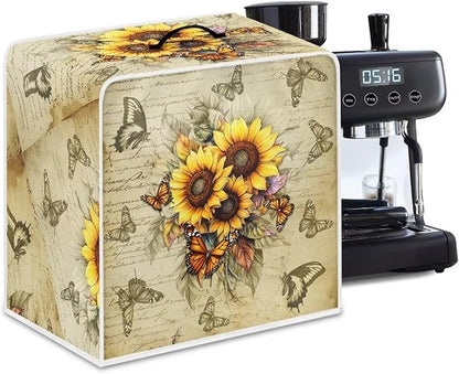 Mumeson Butterfly Sunflower Coffee Maker Cover, Universal Waterproof and Dustproof Cover for Home Garage Office Pouch with Duarble Handle Kitchen Appliance Covers