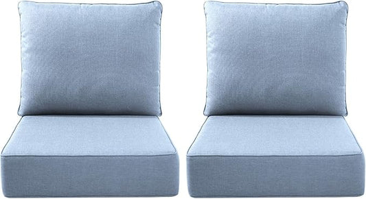 Luxury Outdoor Seat Cushion Set-22 x 24 x 6 Inch Outdoor Chair Cushions with Water Resistant & Removable Cover Outdoor Cushions for Patio Furniture Chair Sofa Couch