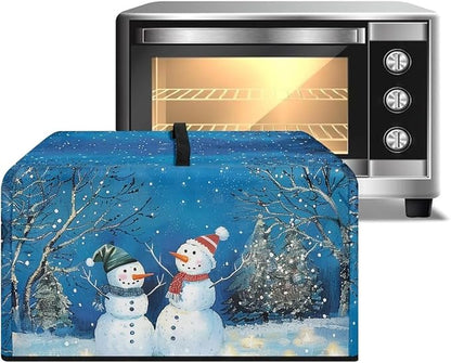 Microwave Oven Cover, Christmas Snowman Heat-Resistant Polyester Machine Protector Decorative Kitchen Appliance Covers Waterproof Microwave Oven Cover for Most Countertop Microwaves Blue
