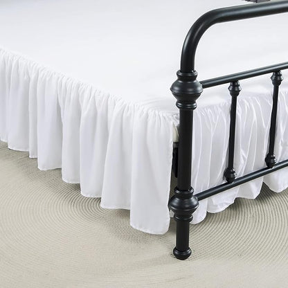 Bed Skirt Twin Size Ruffled Bed Skirt with Split Corners, 16 Inch Drop Dust Ruffle Bed Skirt with Platform, White, Twin - 16" Drop