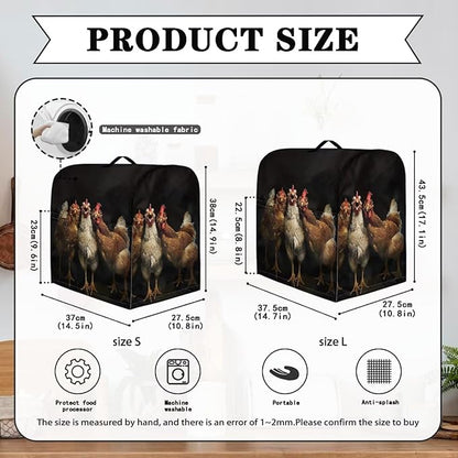 Funny Rooster 3D Print Stand Mixer Covers Kitchen Aid Mixer Cover Mixer Dust Cover with Pockets and Handle Kitchen Accessories Mixer Covers Black