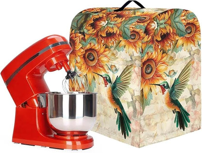 Stand Mixer Covers Hummingbird Sunflower Print Stand Mixer Dustproof Cover Compatible with Kitchen Aid Mixer Washable Stand Mixer Covers for 4.5-5 Qt Mixer