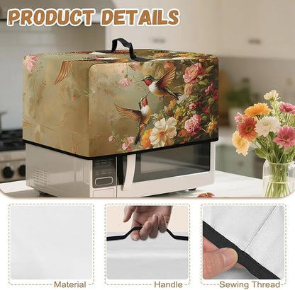 Microwave Oven Dust Cover, Hummingbird Polyester Waterproof Microwave Dust Cover Oil Proof Microwaves Ovens Covers Decorative Kitchen Appliance Covers for Air Fryer Toaster