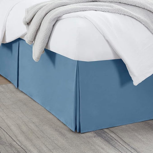 Nestl Blue Heaven Full XL Bed Skirt - Full XL Size Bed Skirt 14 Inch Drop - Brushed Microfiber Bed Skirts - Hotel Quality Pleated Bed Skirt - Shrinkage & Fade Resistant