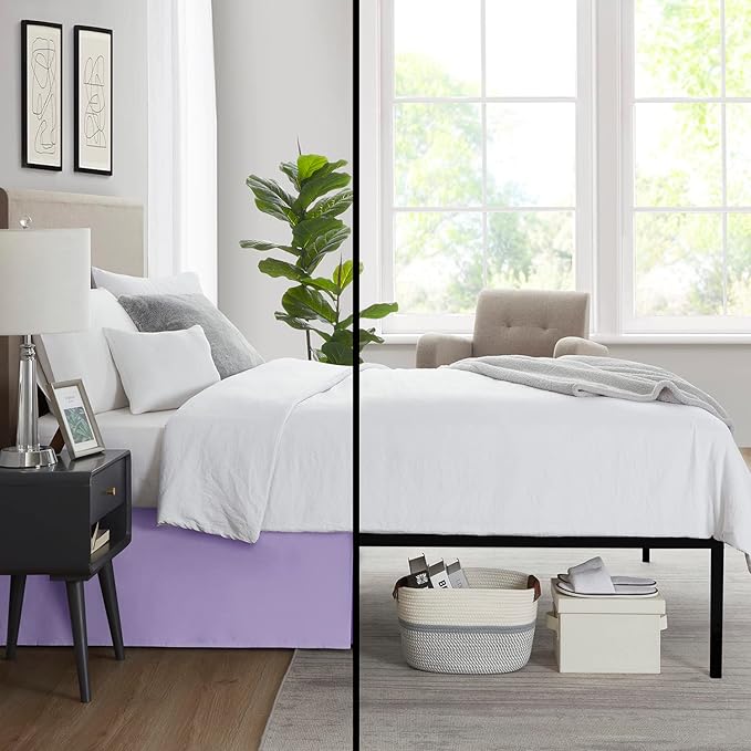 Nestl Lavender Twin Bed Skirt - Twin Size Bed Skirt 14 Inch Drop - Brushed Microfiber Bed Skirts - Hotel Quality Pleated Bed Skirt - Shrinkage & Fade Resistant