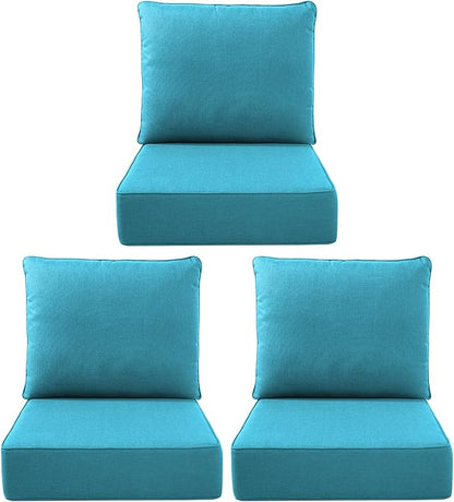 Luxury Outdoor Seat Cushion Set-22 x 24 x 6 Inch Outdoor Chair Cushions with Water Resistant & Removable Cover Outdoor Cushions for Patio Furniture Chair Sofa Couch