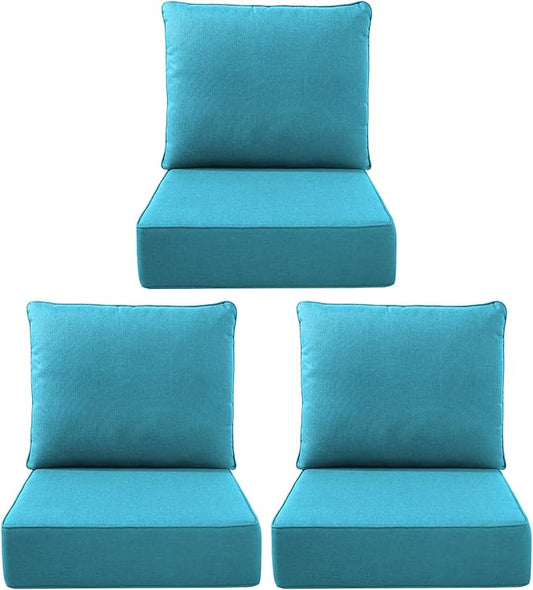 Luxury Outdoor Seat Cushion Set-22 x 24 x 6 Inch Outdoor Chair Cushions with Water Resistant & Removable Cover Outdoor Cushions for Patio Furniture Chair Sofa Couch