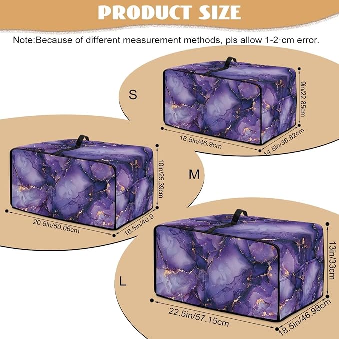 Convection Oven Dust Cover with Pockets, Easy to Clean, Electric Appliance Protector Smart Microwave Oven Cover for Countertop, M, 16.5 x 20.5 x 10 Inches, Violet Gold Marble