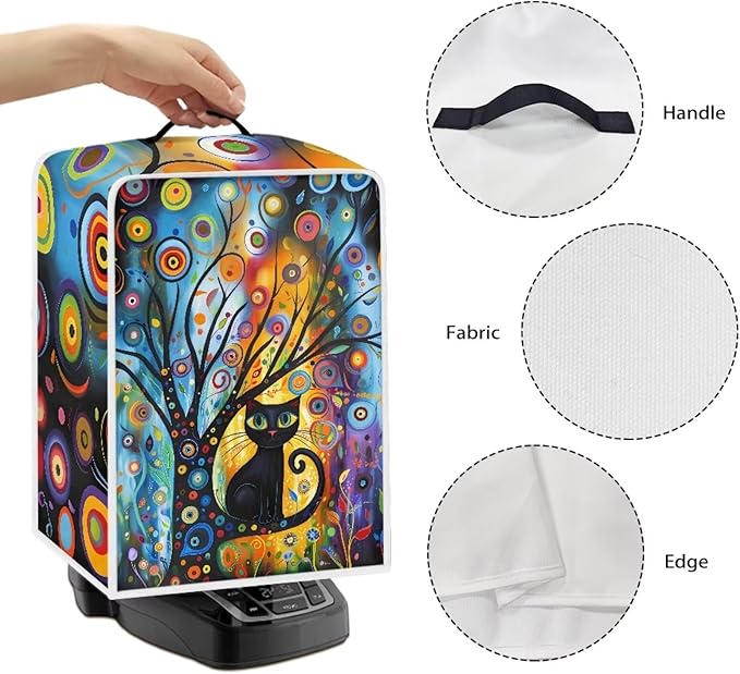 Modern Art Cat Coffee Maker Covers With Top Handle Folding Coffee Machine Dust Covers For Blender Mixer Juice Machine Keep Office Home Kitchen Clean