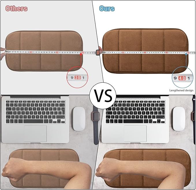 2 Sets Upgrade Computer Wrist Elbow Pad, DILIBRA Portable Memory Foam Arm Wrist Rest Pillow, Soft and Anti-Slip Wrist Support Mat for Keyboard Desktop Office Gaming - Alleviate Elbow Pain (Brown)
