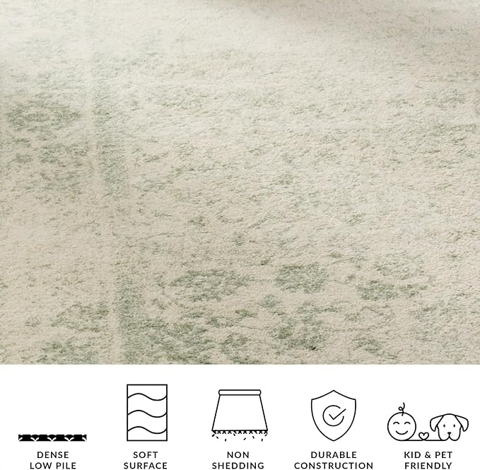 SAFAVIEH Area Rug 12x18 - Adirondack Collection - Large - Ivory & Sage, Distressed Vintage Floral Design, Non-Shedding & Easy to Clean, Ideal for Living Room, Bedroom, Dining Space (ADR109V)
