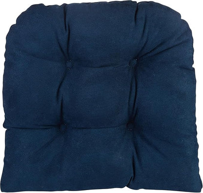 Klear Vu Gripper Overstuffed Universal Non-Slip Dining Chair Cushions for Kitchen Decor or Office Use, U-Shaped Skid-Proof Seat Pad, 17x17 Inches, 2 Count (Pack of 1), Linear Indigo Blue