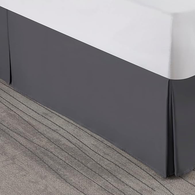 Nestl Dark Gray Bed Skirt Cal King Size - Cal King Bed Skirt 14 Inch Drop - Brushed Microfiber Bed Skirts - Hotel Quality Pleated Bed Skirt - Shrinkage & Fade Resistant