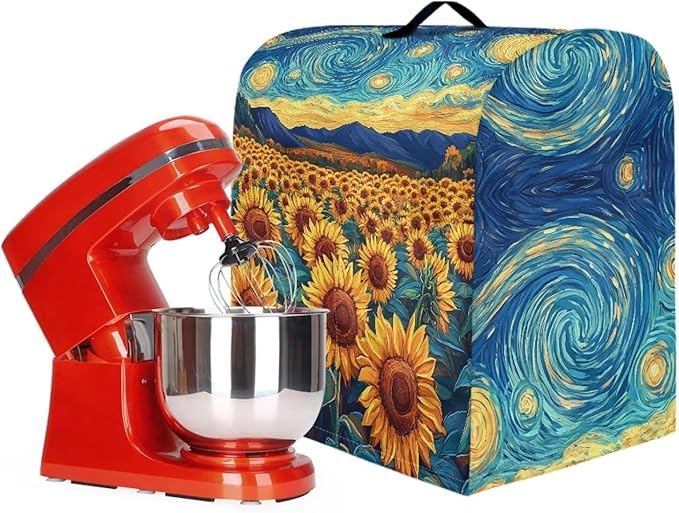 Kitchen Aid Stand Mixer Cover Dust Cover with 2 Pocket and Handle, Sunflower Pattern, Polyester, Multicolor, 17.1in*10.8in*14.7in