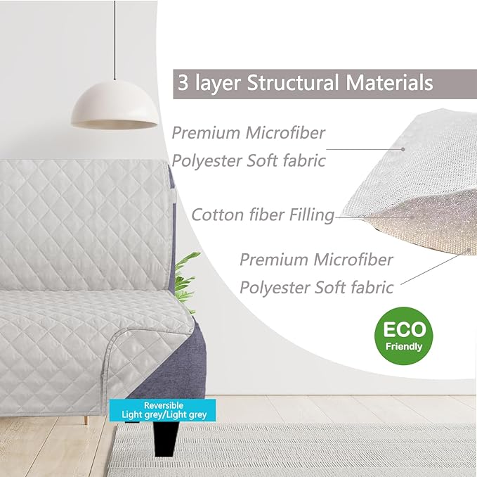 U-NICE HOME Futon Sofa Covers Reversible Sofa Slipcover Armless Cover Furniture Protector Couch Cover Water Resistant (Futon, Light Grey/Light Grey)