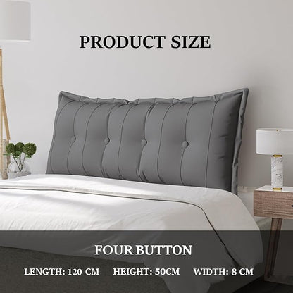 Large Bolster Reading Pillow King Backrest Positioning Support Pillow Daybed Cushion Headboard Pillows for Bed Bunk Sofa with Removable Cover, Grey, 76x3x20 Inch