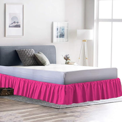 Bed Skirt - Ruffled Bed Skirt (Queen, Hot Pink) 12 Inch Drop Dust Ruffle with Platform, 100% Cotton 800 Thread Count Fabric - Dust Ruffle Bedskirt for Easy Fitting and Easy Care
