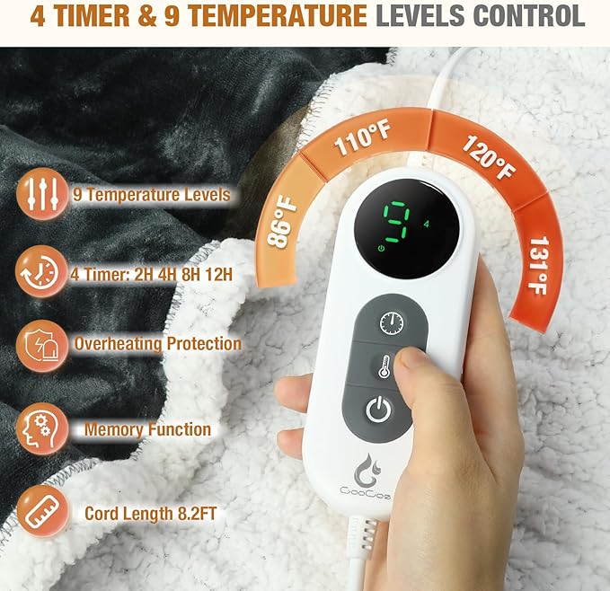 Wearable Heated Blankets, Electric Snuggle Blanket with Foot Pockets, Sleeves, Hood, Waist Belt, 50"x70" Electric Heating Throw Blanket Wearable Heated Robe