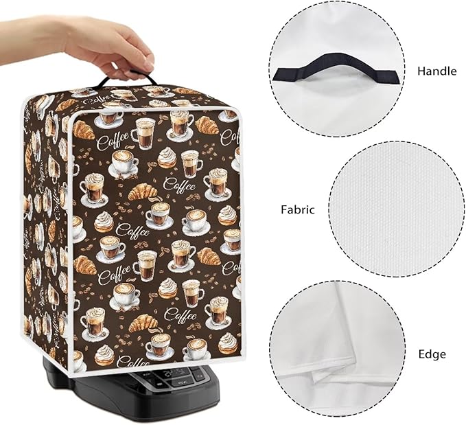 Coffee Maker Covers With Top Handle Folding Coffee Machine Dust Covers For Blender Mixer Juice Machine Keep Office Home Kitchen Clean Afternoon Tea Print