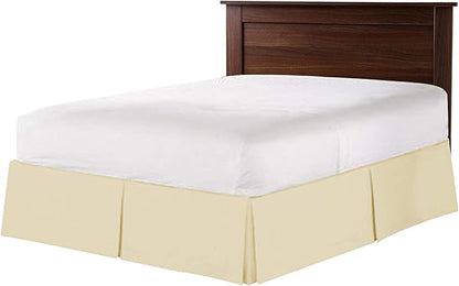Bed Skirt - 100% Cotton 800 Thread Count Box Pleated Bed Skirt - Luxury Pleated Dust Ruffle, Hotel Quality Modern Bed Skirt, Easy Fit with 12 Inch Tailored Drop, RV Bunk 42X80, Ivory